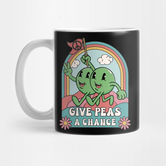 Give Peas A Chance Funny Retro Cartoon Style Pun by FloraLi